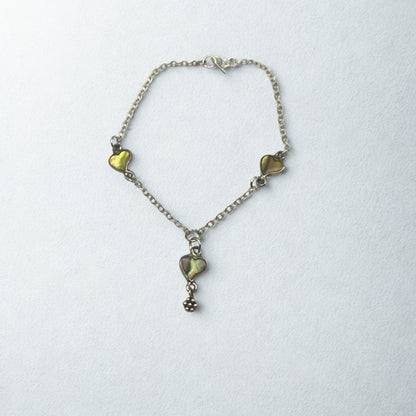 Green Multi Tone Abalone Heart Charm Y-Style Doll Necklace • 18 Inch Fashion Doll Jewelry