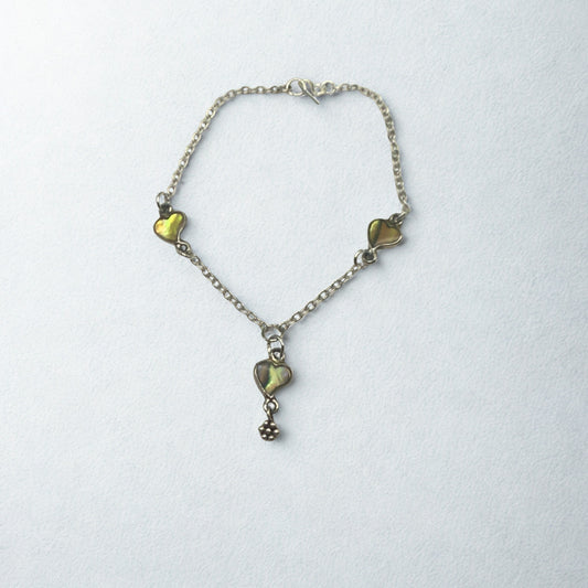 Green Multi Tone Abalone Heart Charm Y-Style Doll Necklace • 18 Inch Fashion Doll Jewelry