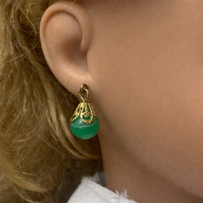 Green Glass Drop Pendant Doll Necklace Earrings Set for 18 Inch Doll Jewelry Accessory