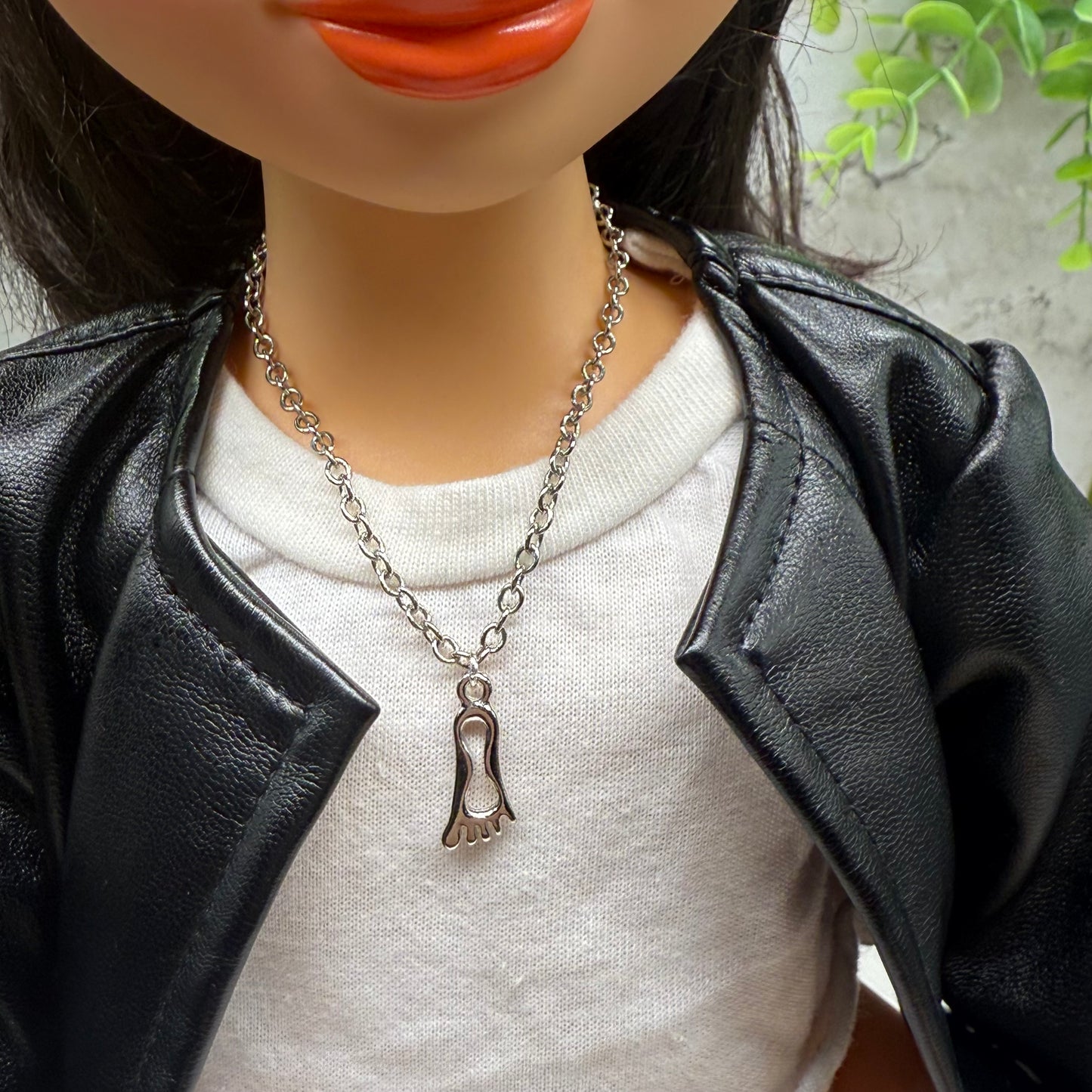 Silver Foot Charm Doll Necklace • 18 Inch Fashion Doll Jewelry