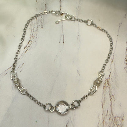 Clear Round Crystal Silver Chain Doll Necklace • 18 Inch Fashion Doll Jewelry