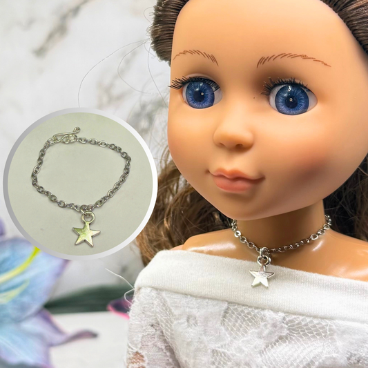 Silver Star Charm Doll Necklace for 14 Inch Fashion Dolls