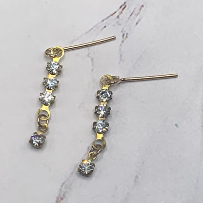 Clear Rhinestone Gold Dangle Doll Earrings • 16 Inch Fashion Doll Jewelry
