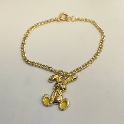 Yellow Ears Paws Floppy Ear Bunny Charm Gold Doll Necklace • 18 Inch Fashion Doll Jewelry