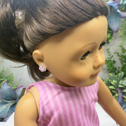 Light Pink Purple Paw Print Post Doll Earrings • 2mm Post 18 Inch Fashion Doll