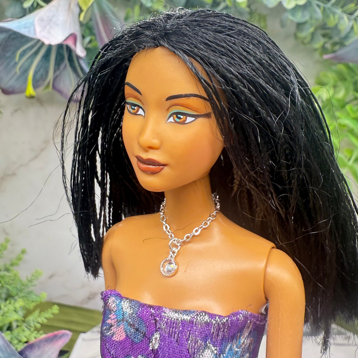 Round Clear Crystal Silver Doll Necklace • 10-12 Inch Fashion Doll Jewelry 1:6