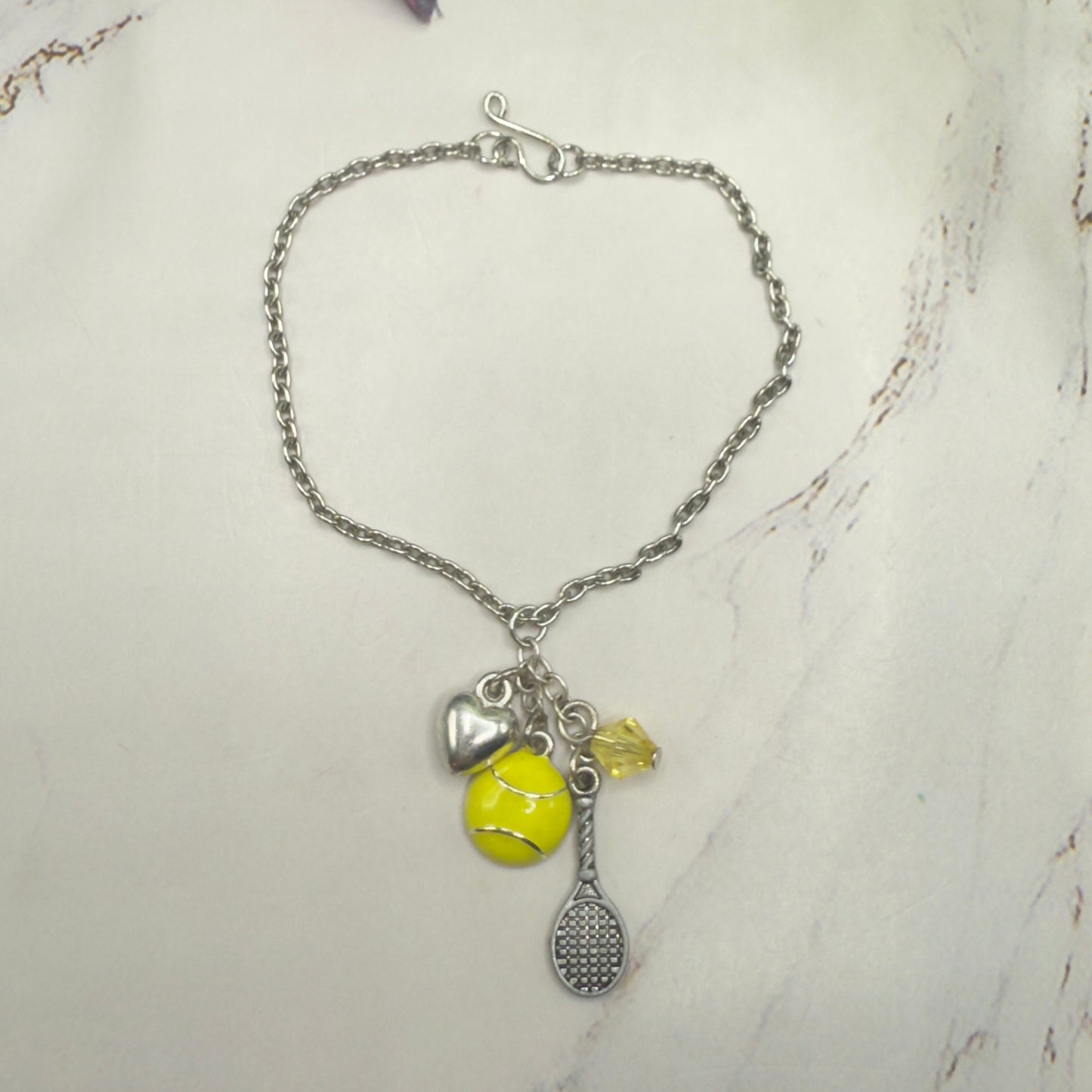 Love Tennis Multi Charm Silver Doll Necklace • 18 Inch Fashion Doll Jewelry