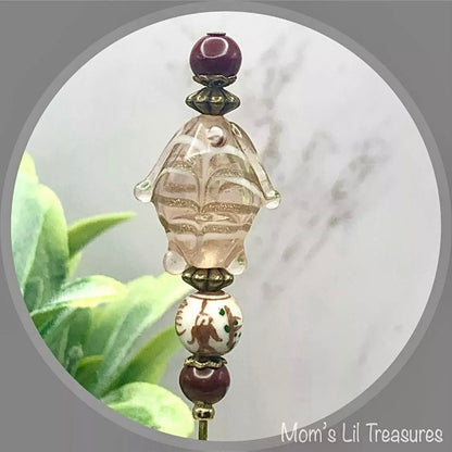 Glass Fish Shape Brown Glass Design - 6” Pin • Hatpin - Stick Pin