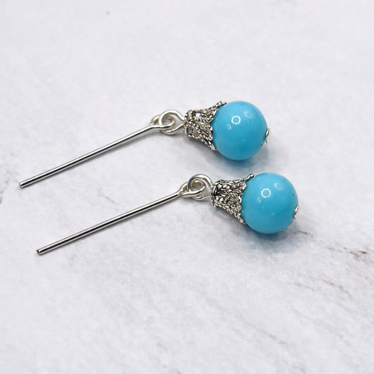 Light Turquoise Blue Dangle Doll Earrings • 18 Inch Fashion Doll Jewelry