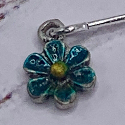 Turquoise Blue Flower Enamel Dangle Doll Earrings · 14 Inch Doll Jewelry