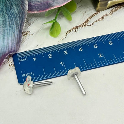 White Bunny Face Easter Post Doll Earrings • 2mm Post for 18 Inch Fashion Dolls