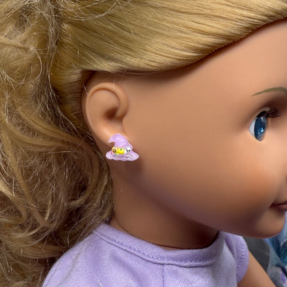 Purple Witch Hat Halloween Post Doll Earrings• 18 Inch Fashion Doll Jewelry