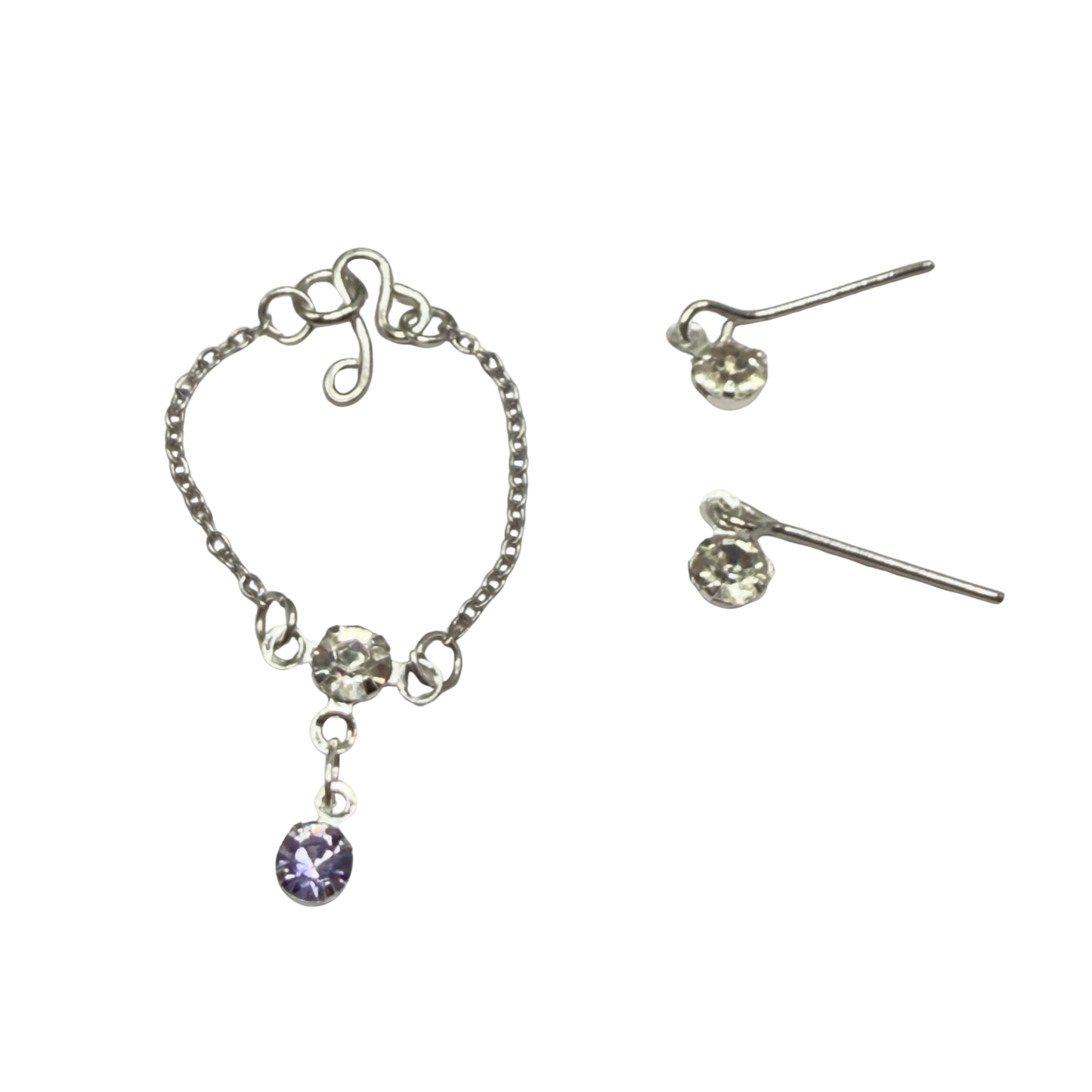 Clear & Light Purple Silver Doll Necklace & Earrings • 16 Inch Fashion Doll Jewelry