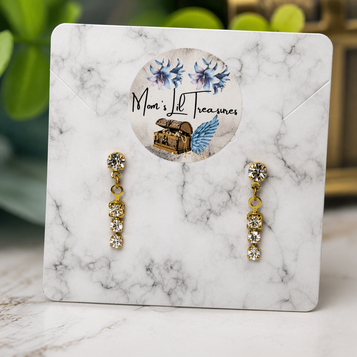Clear 3 Rhinestone Drop Dangle Post Doll Earrings 
 • 18 Inch Fashion Doll Jewelry