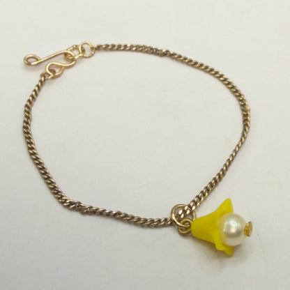 Yellow Flower Pearl Center Charm Gold Chain Doll Necklace • 14 Inch Fashion Doll Jewelry