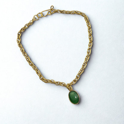 Green Oval Pendant Gold Chain Doll Necklace • 18 Inch Fashion Doll Jewelry