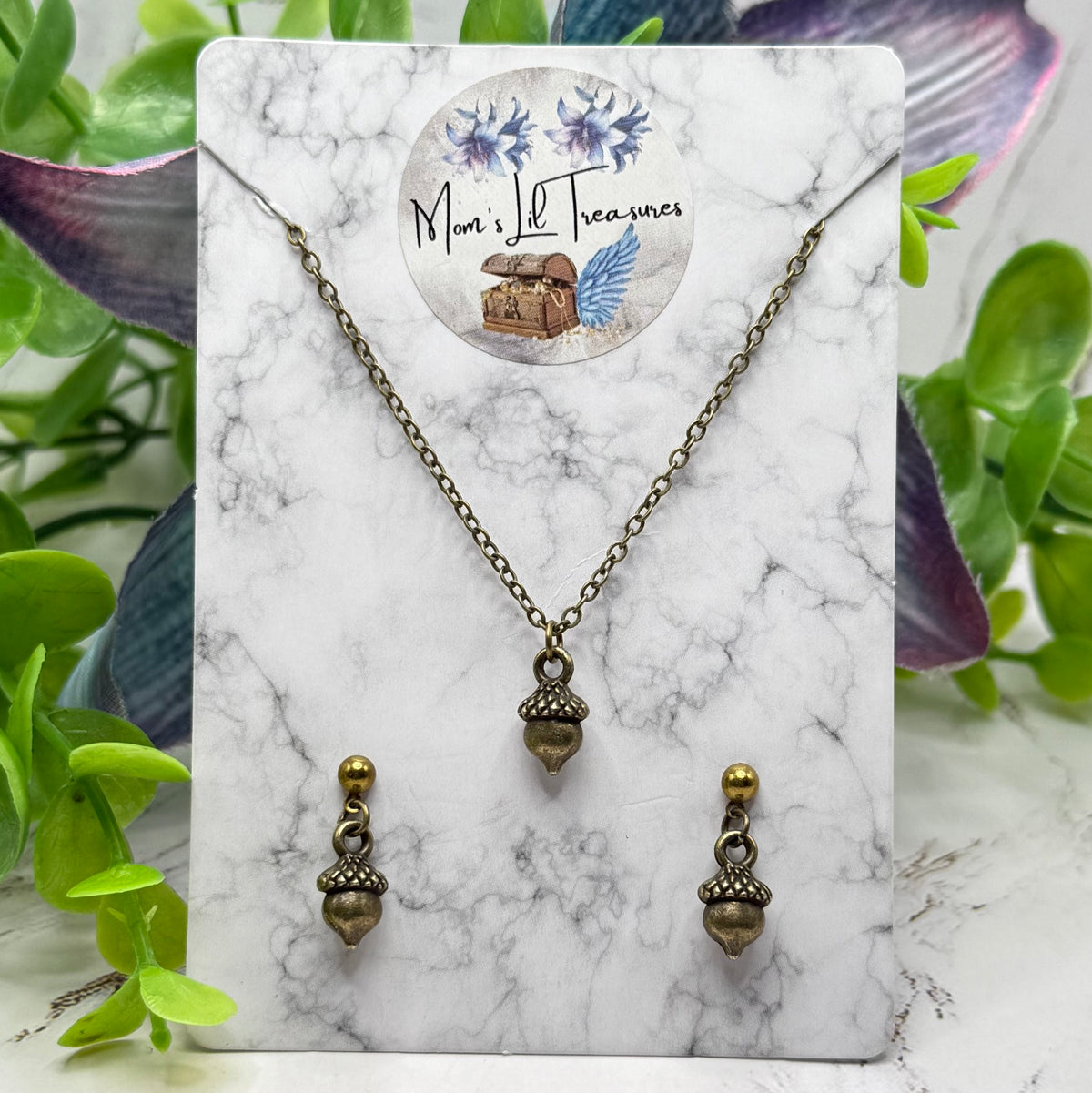 Bronze Tone Acorn Autumn Charm Doll Necklace and Earrings Set | for 18 Inch Fashion Dolls