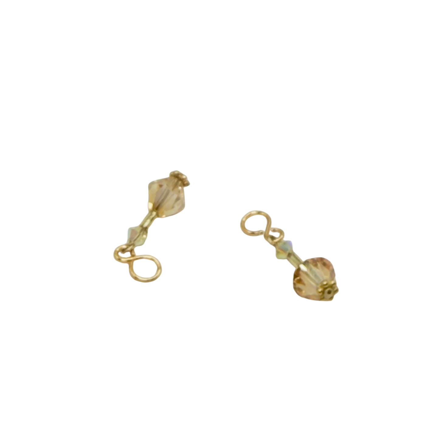 Glass Crystal Light Pink Peach & Clear Doll Earrings DANGLE ONLY • 18 Inch Fashion Doll Jewelry