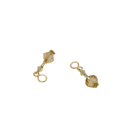 Glass Crystal Light Pink Peach & Clear Doll Earrings DANGLE ONLY • 18 Inch Fashion Doll Jewelry