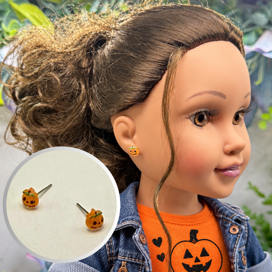 Pumpkin Halloween Post Doll Earrings | for 18 Inch Fashion Dolls