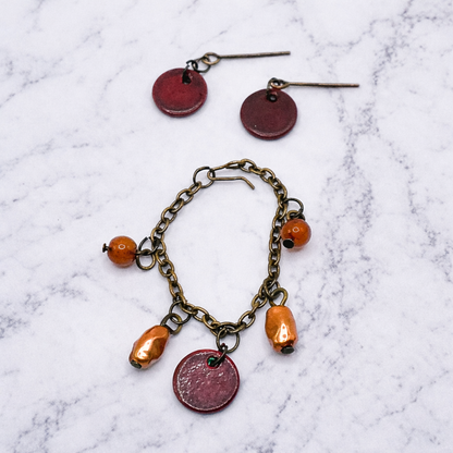 Brown Pearl Dangle Necklace Earring Set • 16 Inch Fashion Doll Jewelry