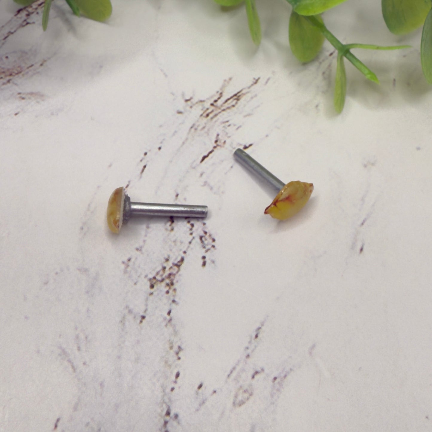 Yellow Golden Autumn Fall Leaf Post Doll Earrings •2mm Post • 18 Inch Fashion Doll