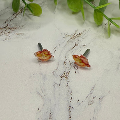 Orange Golden Autumn Fall Leaf Post Doll Earrings • 2mm Post for 18 Inch Fashion Doll