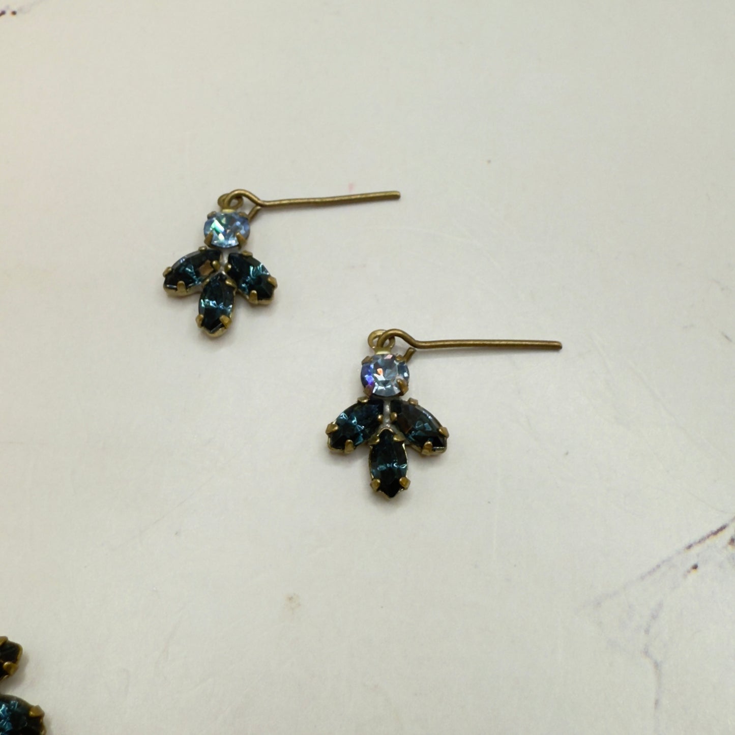 Blue Rhinestone Gold Tone Dangle Doll Earrings and Necklace Set • 18 Inch Fashion Doll Jewelry