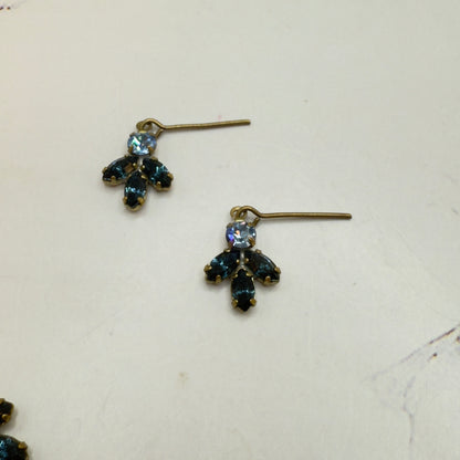 Blue Rhinestone Gold Tone Dangle Doll Earrings and Necklace Set • 18 Inch Fashion Doll Jewelry