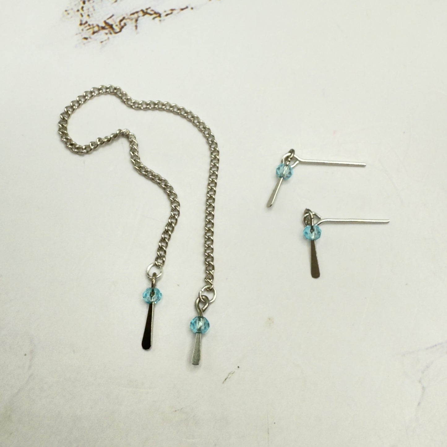 Light Blue Crystal Silver Dangle Wrap Layer Style Doll Necklace / Belt & Earrings • 10-12 Inch Fashion Doll Jewelry 1:6