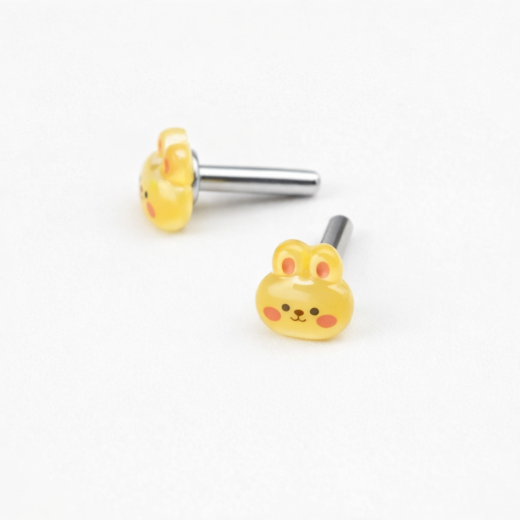 Yellow Bunny Easter Post Doll Earrings • 2mm Post for 18 Inch Fashion Doll