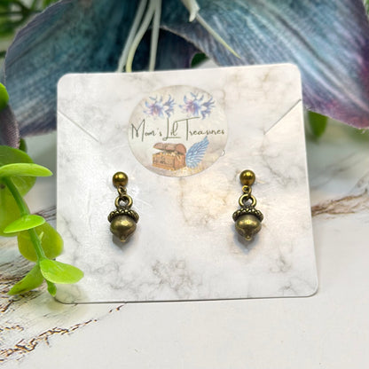 Acorn Autumn Brass Bronze Tone Dangle Post Doll Earrings | for 18 Inch Fashion Dolls