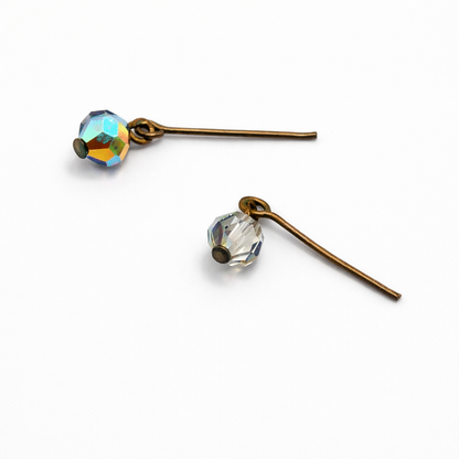 Pretty Smoky AB Glass Crystal Dangle Doll Earrings • 10-12” Doll Jewelry