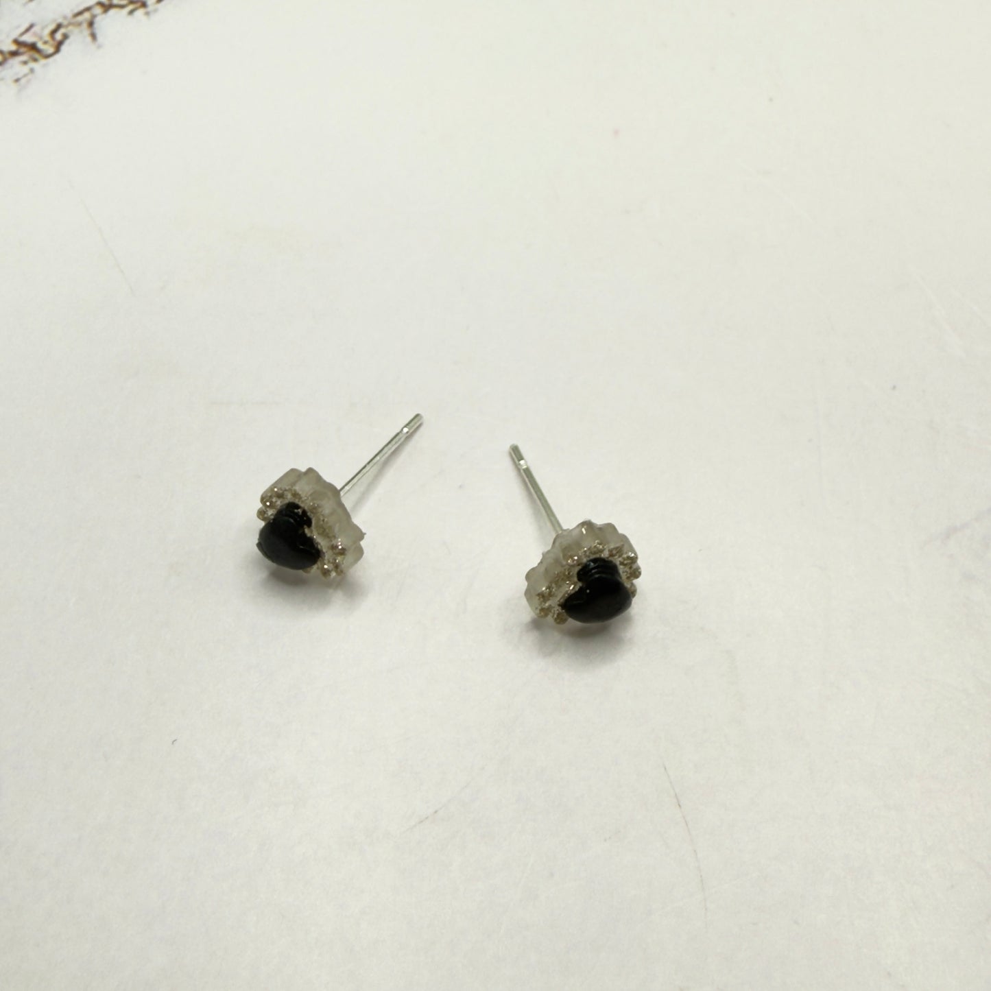 Black Center Glittery Ruffled Heart Post Doll Earrings • 18 Inch Fashion Doll Jewelry