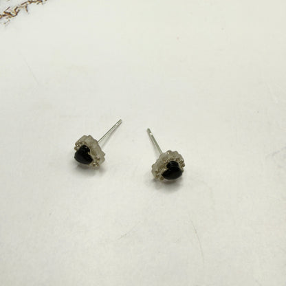Black Center Glittery Ruffled Heart Post Doll Earrings • 18 Inch Fashion Doll Jewelry