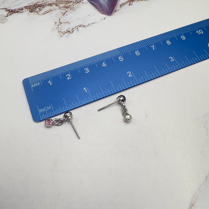 Pink Purple Rhinestone Silver Doll Necklace & Earrings Set • 18 Inch Fashion Doll Jewelry