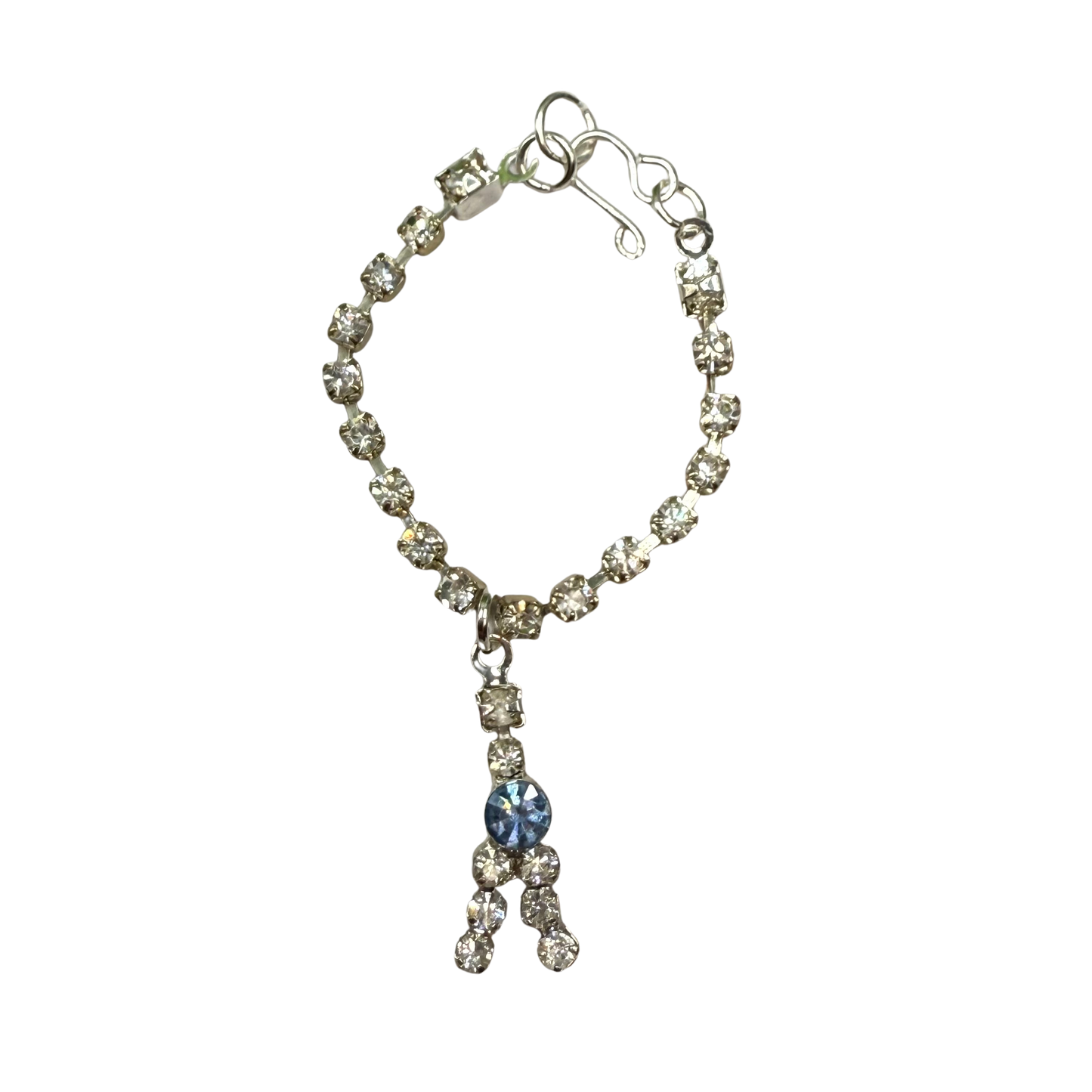 Clear & Blue Rhinestone Y-Drop Doll Necklace • 16 Inch Fashion Doll Jewelry