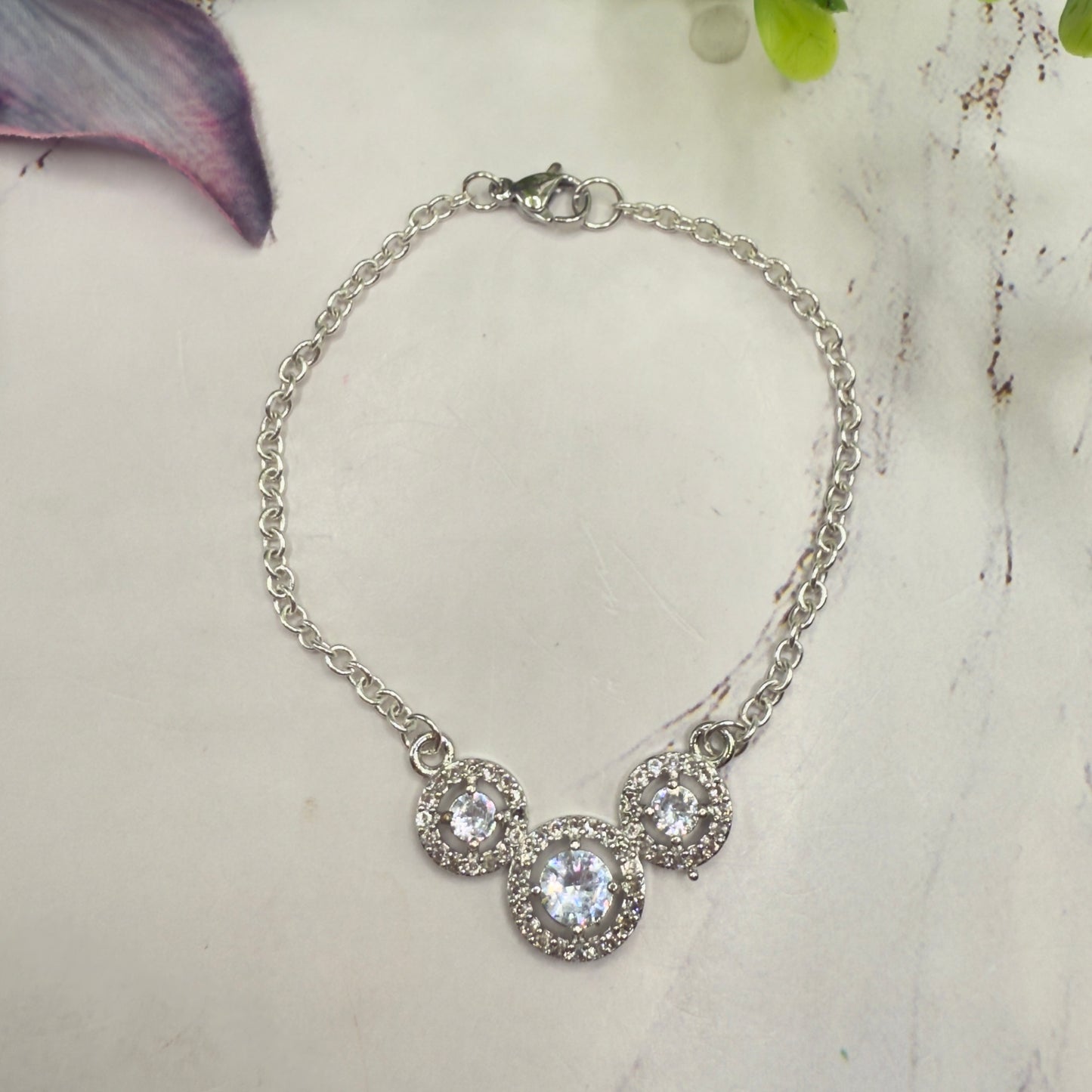 Triple Circle Round Clear Rhinestone Silver Doll Necklace • 18 Inch Fashion Doll Jewelry