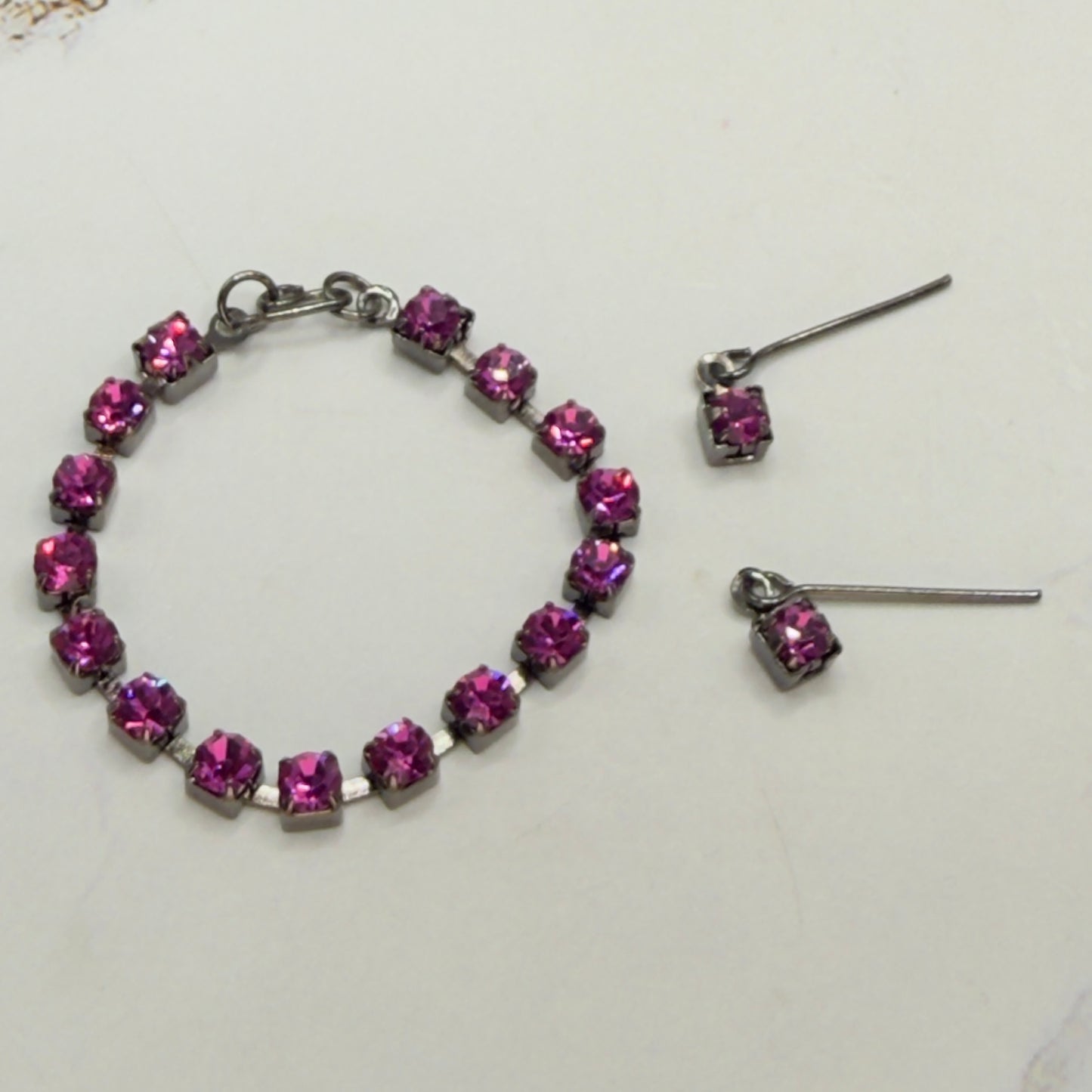 Hot Pink Rhinestone Doll Necklace & Earrings • 14 Inch Fashion Doll Jewelry