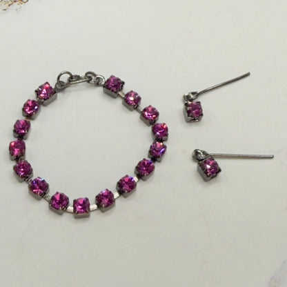 Hot Pink Rhinestone Doll Necklace & Earrings • 14 Inch Fashion Doll Jewelry