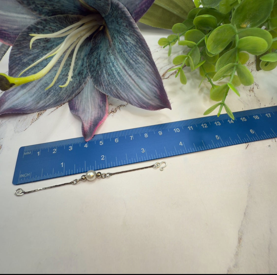 Silver Serpentine Chain Pearl Pendant Doll Necklace • 16” Fashion Doll Jewelry