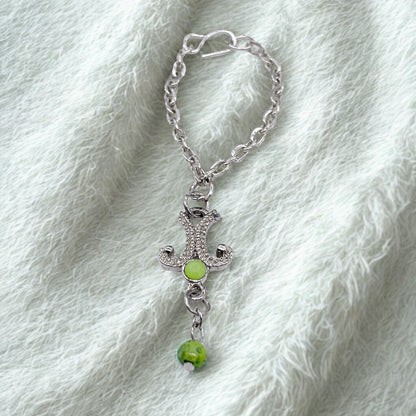 Green Dangle Silver Pendant Necklace • 16 inch Fashion Doll Jewelry