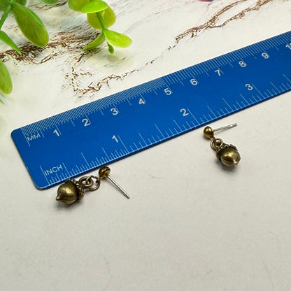 Acorn Autumn Brass Bronze Tone Dangle Post Doll Earrings | for 18 Inch Fashion Dolls