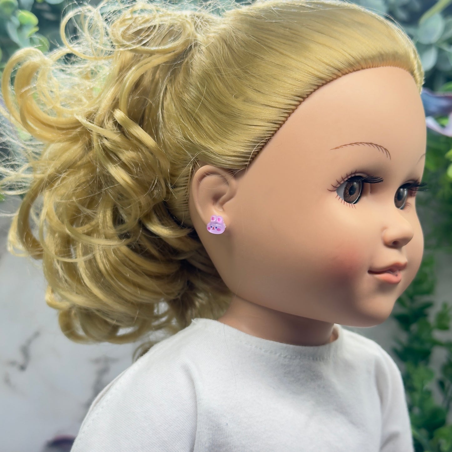 Light Purple Bunny Easter Post Doll Earrings • 18 Inch Fashion Doll Jewelry