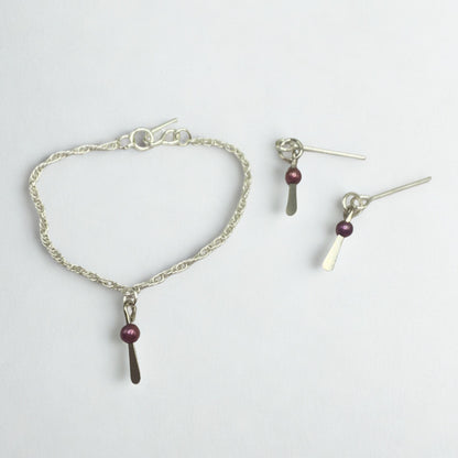 Silver Dangle Purple Pearl Doll Necklace & Earrings • 16 Inch Fashion Doll Jewelry