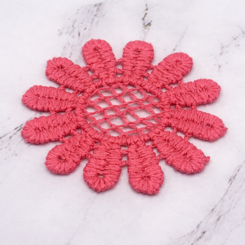 Set Of Three Pink Crochet Fabric Doilies Doily Tablecloth • Dollhouse Miniature