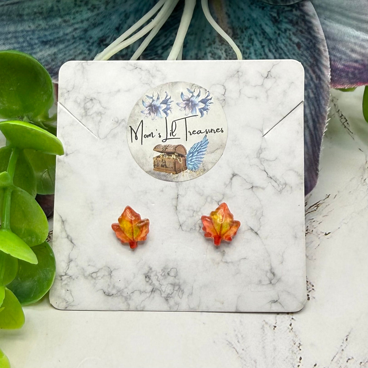 Autumn Fall Maple Leaf 2mm Post Doll Earrings | fits 18 Inch Fashion Doll • American Girl