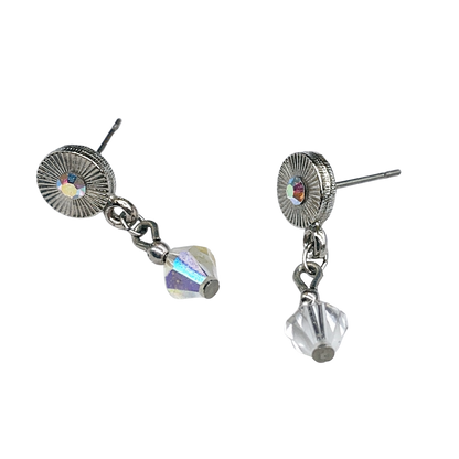 Rhinestone Clear Crystal Silver Tone Dangle Post Doll Earrings for 18 Inch Doll