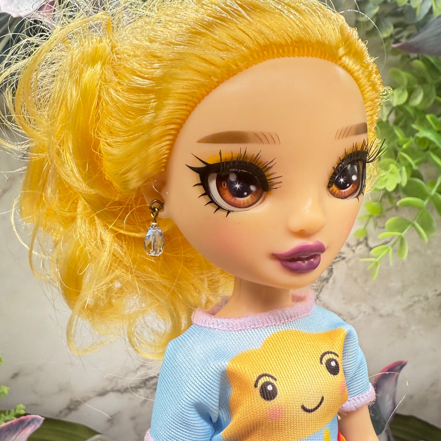 Light Blue Glass Crystal Dangle Earrings • 10-12 Inch Fashion Doll Jewelry 1:6