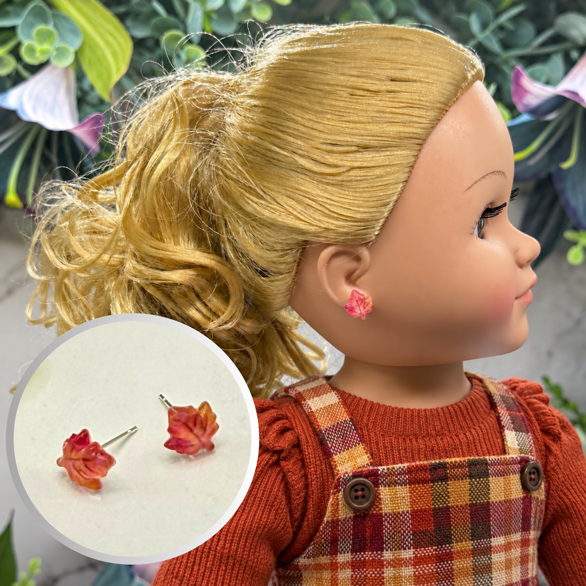 Autumn Fall MapleLeaf Post Doll Earrings | for 18 Inch Fashion Dolls